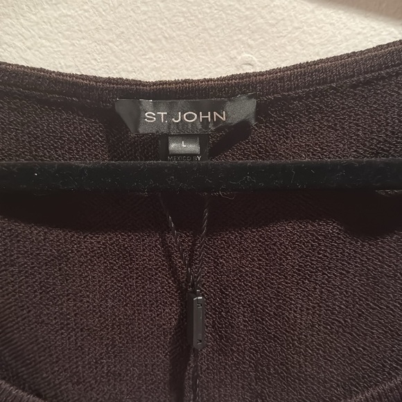 St. John Elegant Dark Brown Knit Tank Top Large - Picture 3 of 6